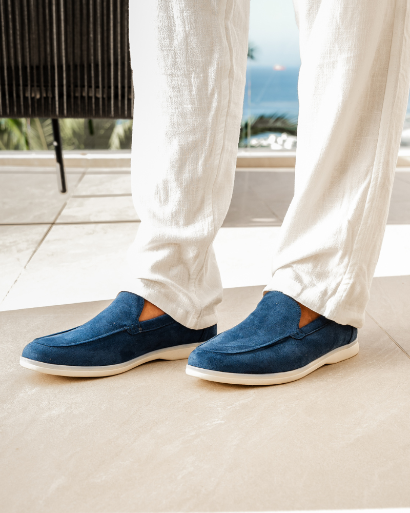 Loafers i semsket skinn