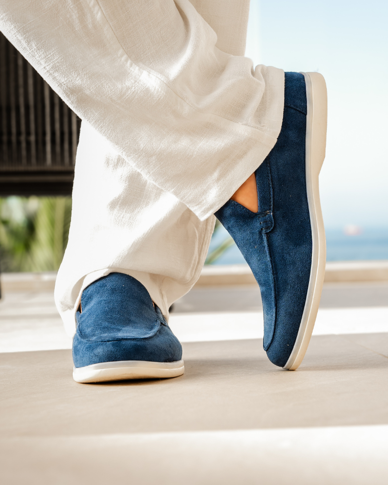 Loafers i semsket skinn